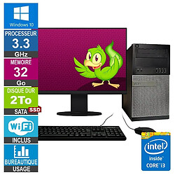 Dell 7010 MT i3-3220 3.30GHz 32Go/2To SSD Wifi W10 + Ecran 22 · Reconditionné 