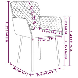 vidaXL Chaises à manger lot de 2 Gris foncé Velours pas cher