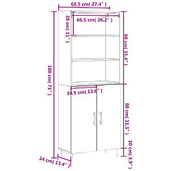 vidaXL Buffet haut Sonoma gris 69,5x34x180 cm Bois d'ingénierie pas cher