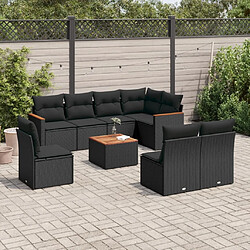 Maison Chic Ensemble Tables et chaises d'extérieur 9 pcs avec coussins,Salon de jardin noir résine tressée -GKD120281