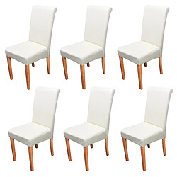 Mendler Lot de 6 chaises de séjour Novara II, cuir ~ crème/pieds clairs