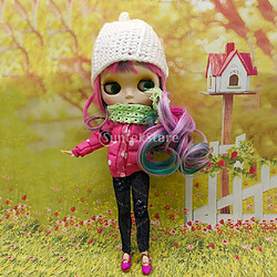 1/6 belle veste d'hiver rose et jeans avec chapeau ensemble pour Blythe Doll Dress Up Vêtements de poupée pour Blythe