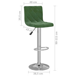 vidaXL Tabourets de bar lot de 2 vert foncé velours pas cher