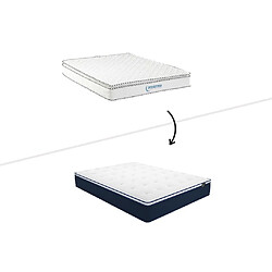 Avis Vente-Unique Ensemble 140 x 190 cm sommier coffre blanc + matelas ressorts ensachés et surmatelas intégré ép.24cm - ALTIER de YSMÉE