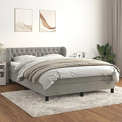 Maison Chic Lit Adulte - Lit simple Lit à sommier tapissier et matelas moelleux - Meuble de Chambre - Gris clair 140x190cm Velours -MN27180