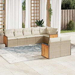 vidaXL Salon de jardin avec coussins 8 pcs beige résine tressée 