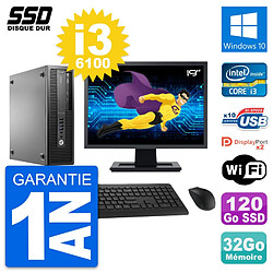 PC HP EliteDesk 800 G2 SFF Ecran 19" i3-6100 RAM 32Go SSD 120Go Windows 10 Wifi · Occasion 