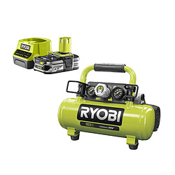 Pack RYOBI Compresseur à cuve 18V One Plus - 4L R18AC-0 - 1 Batterie 2.5Ah - 1 Chargeur rapide RC18120-125 