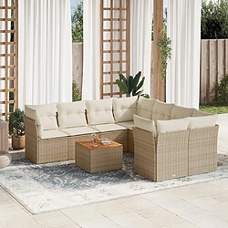 Maison Chic Salon de jardin avec coussins 9 pcs, Ensemble Tables et chaises de jardin, beige résine tressée -GKD330720