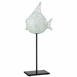 Paris Prix Statuette Déco Poisson sur Pied 37cm Blanc & Or 