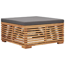 Acheter vidaXL Table et repose-pied de jardin coussin gris foncé Bois de teck