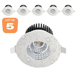 HOROZ ELECTRIC Lot de 5 spots LED étanches IP65 6W rond