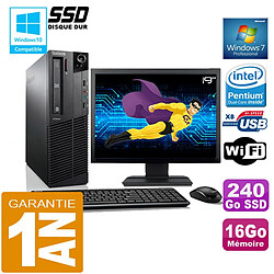 PC Lenovo M92p SFF Intel G630 Ram 16Go Disque 240 Go SSD Wifi W7 Ecran 19" - Occasion