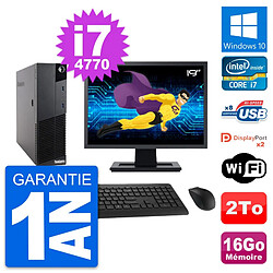 PC Lenovo M83 SFF Ecran 19" Core i7-4770 RAM 16Go Disque Dur 2To Windows 10 Wifi