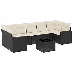 vidaXL Salon de jardin 8 pcs avec coussins noir résine tressée