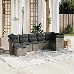 Maison Chic Salon de jardin avec coussins 7 pcs, Ensemble Tables et chaises de jardin, gris résine tressée -GKD109837