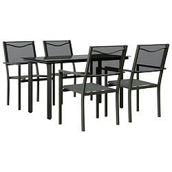 vidaXL Ensemble à manger de jardin 5 pcs noir textilène et acier