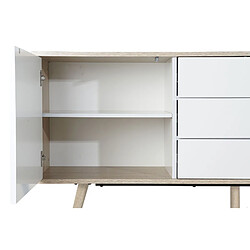 Acheter Pegane Buffet meuble de rangement en MDF coloris blanc / naturel et métal - Longueur 170 x Hauteur 76 x Profondeur 45 cm