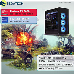 Sedatech PC Gamer • Intel i9-11900KF • RX 6600 • 16Go RAM • 500Go SSD M.2 • 3To HDD • sans OS