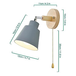 Universal Lampe murale en bois nordique applique murale bord de lit lampe salle de bain couloir de chambre avec fermeture éclair interrupteur pivotant librement