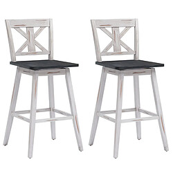 Helloshop26 Lot de 2 tabourets de bar h109 cm siège pivotant 360° avec repose-pieds antidérapants en bois d'hévéa pour maison restaurant 20_0003156 