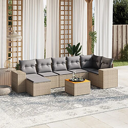 vidaXL Salon de jardin avec coussins 8 pcs beige résine tressée 