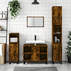 vidaXL Armoire salle de bain chêne fumé 80x33x60cm bois d'ingénierie