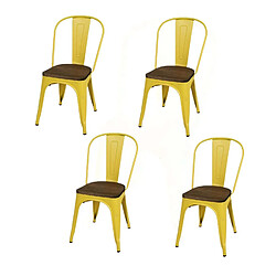 Urban Living Lot de 4 chaises vintage Liv H84 cm - Jaune