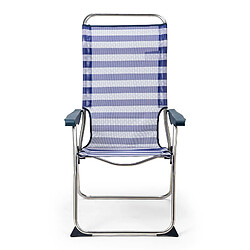 Chaise de Plage Pliante Solenny 5 Positions Dossier Ergonomique Bleu Blanc 67x63x114 cm