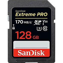 SANDISK Carte mémoire flash Extreme Pro-128 Go-Video Class V30-UHS-I U3-Class10-SDXC UHS-I YY84