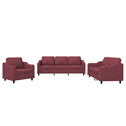 vidaXL Ensemble de canapés 3 pcs avec coussins Rouge bordeaux Tissu