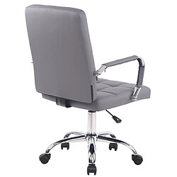 Acheter Decoshop26 Chaise de bureau sur roulettes coutures décoratives carrées accoudoirs en PVC gris et métal chromé 10_0002464