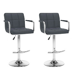 vidaXL Tabourets de bar lot de 2 gris similicuir 