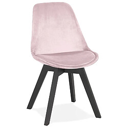 Alterego Chaise en velours rose 'JOE' avec structure en bois noir