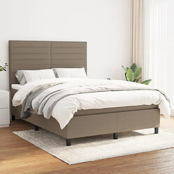 vidaXL Sommier à lattes de lit avec matelas Taupe 140x200 cm Tissu 