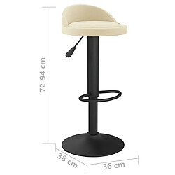 vidaXL Tabourets de bar lot de 2 crème velours pas cher