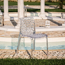 Chaise transparente salle à manger Café empilable nid d'abeille Grand Soleil Gruvyer, Couleur: Transparent