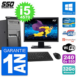 PC Tour Lenovo M83 Ecran 19" Intel i5-4570 RAM 32Go SSD 240Go Windows 10 Wifi - Occasion