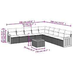 Avis vidaXL Salon de jardin 10 pcs avec coussins noir résine tressée