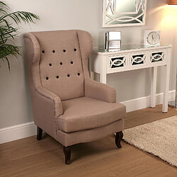 Versa Fauteuil pour salon ou chambre, Canapé confortable Botones 68x62x103cm,Coton et bois, Marron