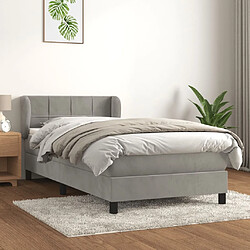 vidaXL Sommier à lattes de lit et matelas Gris clair 90x190 cm Velours 