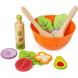 Small Foot- Set Bois, Accessoires de Cuisine pour Enfants végétarien, y Compris Bol, Couverts à Salade et Vinaigrette Jouets, 11476, Multicolore 