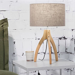 Good&Mojo ANNAPURNA-Lampe tripode Bambou & Lin Naturel H54cm gris Good & Mojo