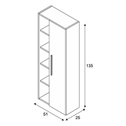 MIRAKEMUEBLE Colonne de salle de bain avec 1 porte et 7 étagères Atenea - Chêne Alaska Chêne en Alaska pas cher