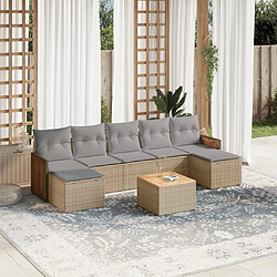 Maison Chic Salon de jardin avec coussins 8 pcs | Ensemble de Table et chaises | Mobilier d'Extérieur beige résine tressée -GKD28462