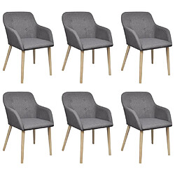 vidaXL Chaises à manger lot de 6 gris clair tissu et chêne massif 