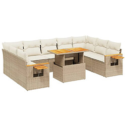 vidaXL Salon de jardin 11 pcs avec coussins beige résine tressée