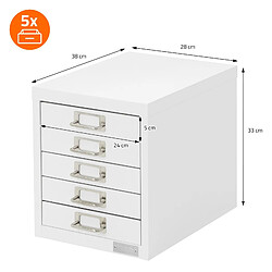 Avis ML DESIGN MODERN LIVING Set de 2 armoire à dossiers avec 5 tiroirs en métal blanc classeur documents