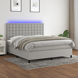 vidaXL Sommier à lattes de lit et matelas et LED Gris clair 180x200 cm