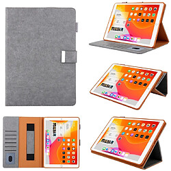 Wewoo Smart Cover Pour iPad mini 1/2/3/4/5 Etui à rabat horizontal en cuir de style commercial avec support et fente cartecadre photoportefeuille et dragonne et fonction veille et réveil Gris